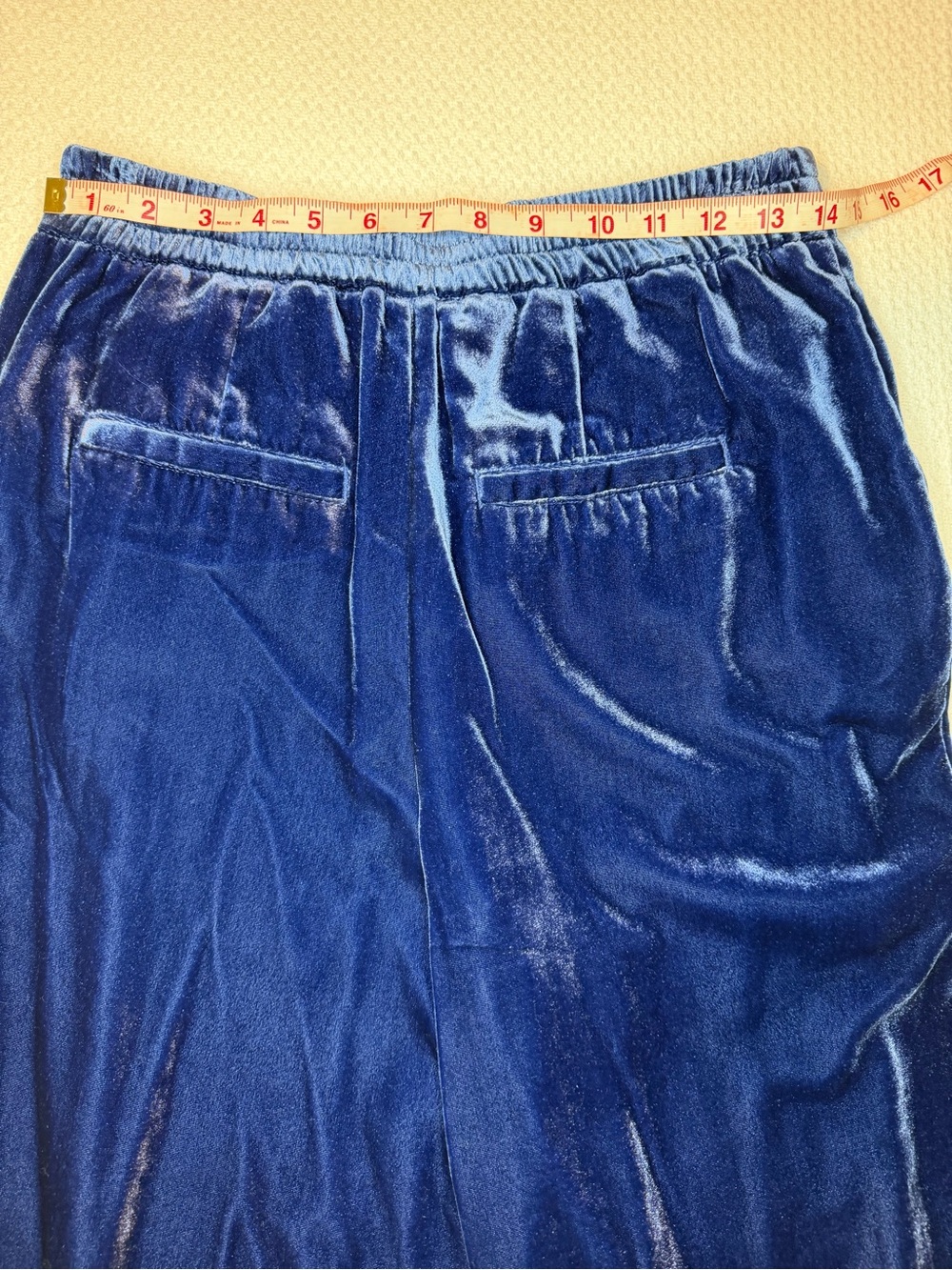 Wide Leg Velvet Pants by Anthropologie Deep Navy in Size Small - Picture 9 of 12
